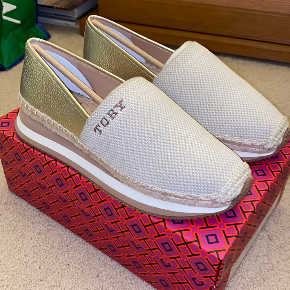Tory Burch “Daisy Slip-On Trainer Techknit/ metallic/ tumbled leather” shoes